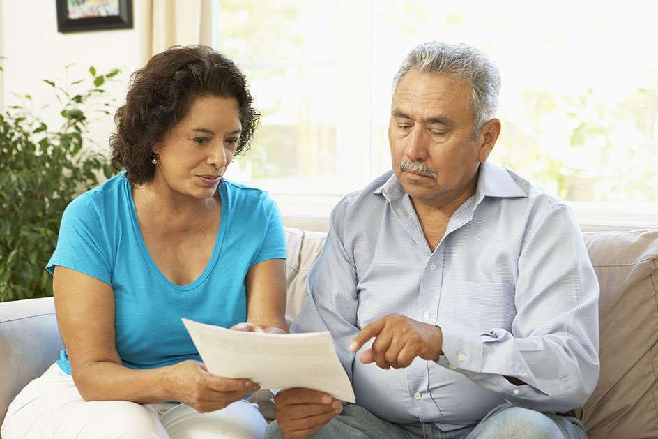 Couple reading document